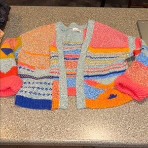 Moon and madison colorful open cardigan